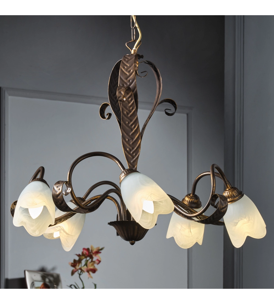LAMPADARIO 5 LUCI ONLI "SONIA" BRONZO E14